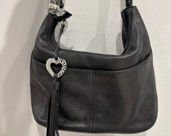 Vintage Black Leather Brighton Shoulder Bag