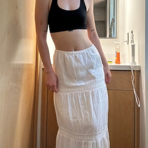 Vintage Small White Cotton Maxi Skirt