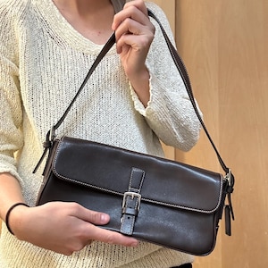 むくり様　COACH ブラック レザー トートバッグ Coach #7784 Baguette Classic Brown Leather Shoulder Bag - Etsy
