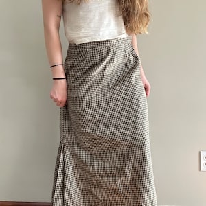 Vintage Women’s Houndstooth Orvis Wool Maxi Skirt
