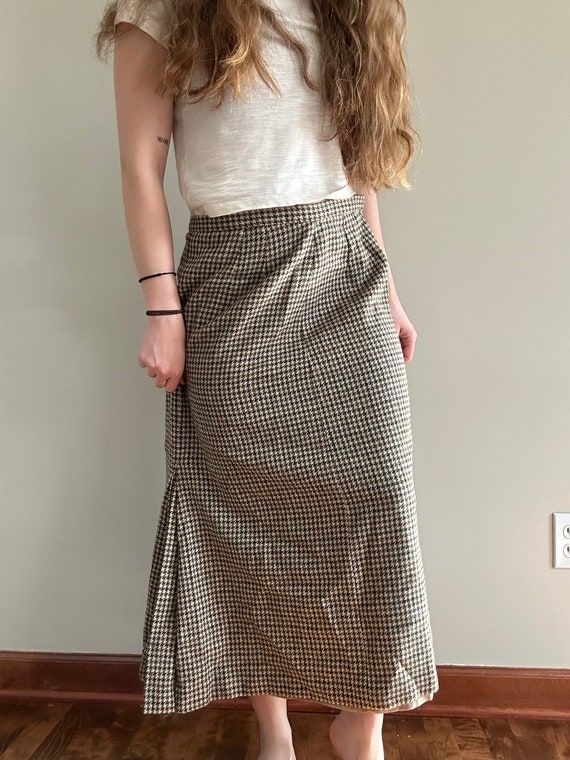Vintage Women’s Houndstooth Orvis Wool Maxi Skirt