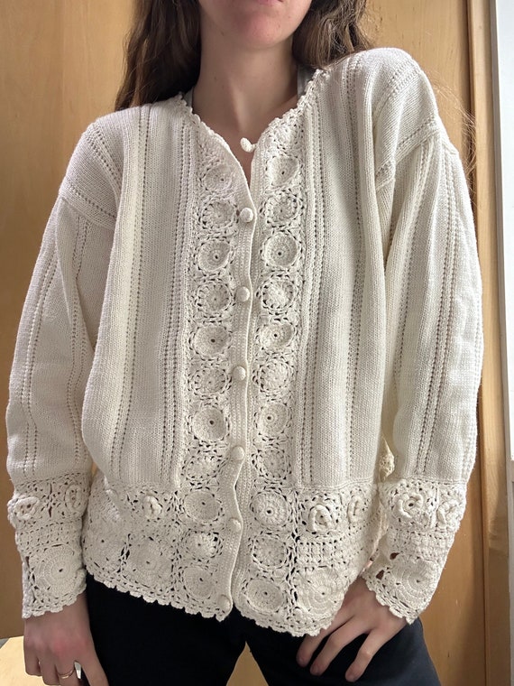 Vintage Women’s White OBR Knit Cardigan