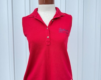 Polo senza maniche da donna vintage "Prodotto originale Antigua" rossa Athletic Cardinals