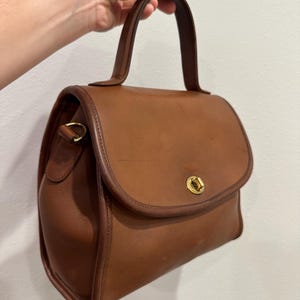 Vintage Coach British Tan Manor Top Handle Leather Bag