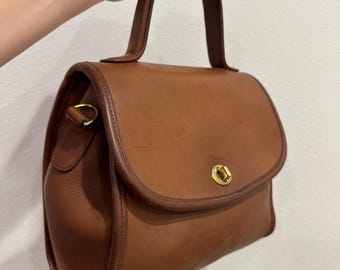 Vintage Coach British Tan Manor Top Handle Leather Bag