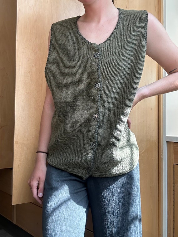 Women’s Vintage Green Sweater Vest - image 3