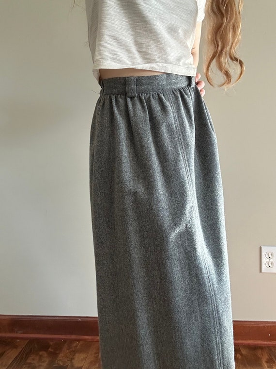 Vintage Women’s 100% Wool Heather Gray Maxi Skirt