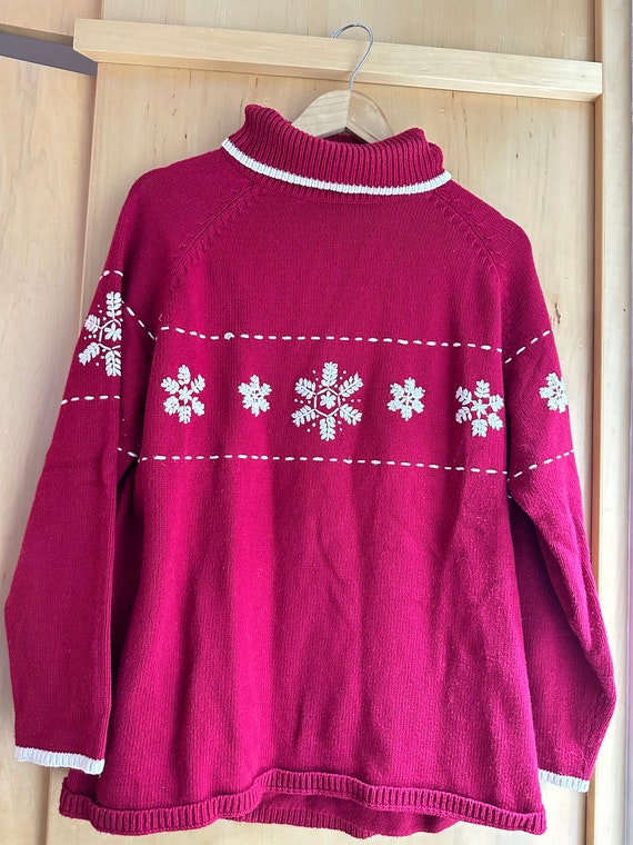 Vintage Women’s Red Snowflake Sweater - image 3