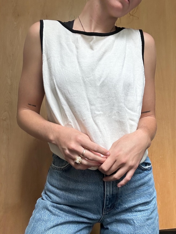 Vintage Womens Large Black and Cream Charter Club Tank Etsy