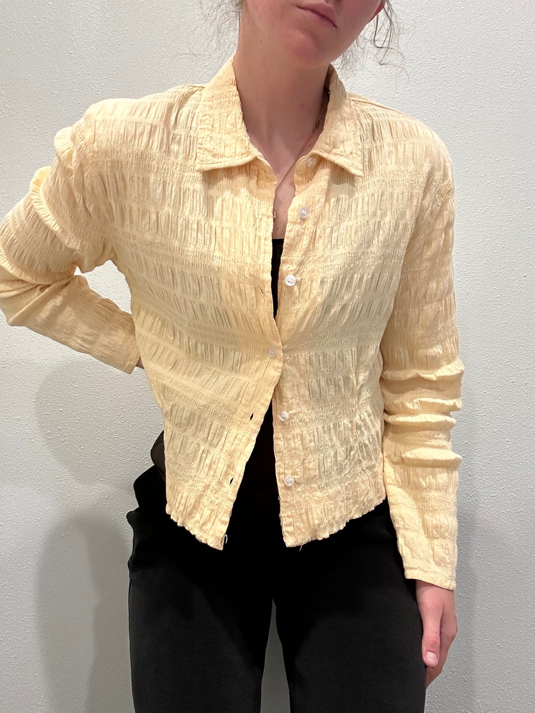 2179 Yellow Striped Blouse main image 1