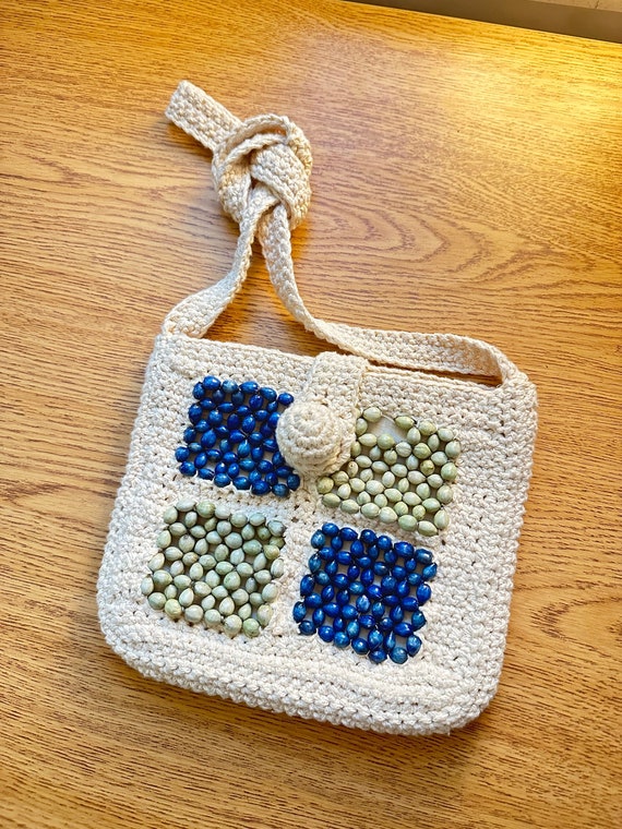Vintage Handmade Crotchet Beaded Shoulder Bag