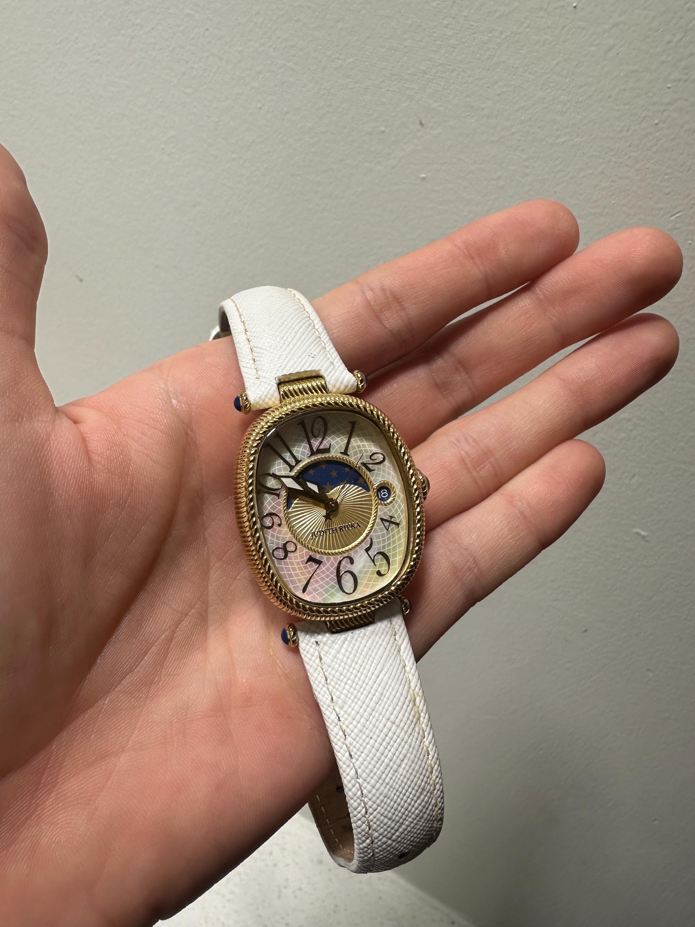 Judith Ripkq Silver and Gold Watch with Roman Numerals with Mother pearl dial Judith Ripka Stainless Steel Mother-of-Pearl Diamonique  main image 3