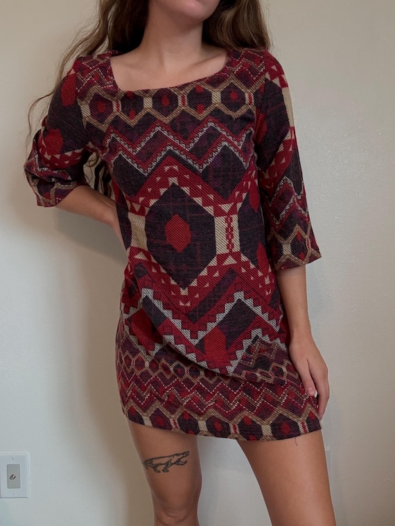 Vintage Women's 'Angie' Small Aztec Printed Sweater Dress Vintage Women's 'Angie' Small Aztec Printed Sweater Dress