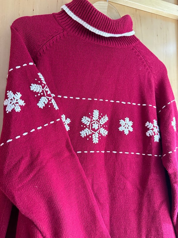Vintage Women’s Red Snowflake Sweater - image 4