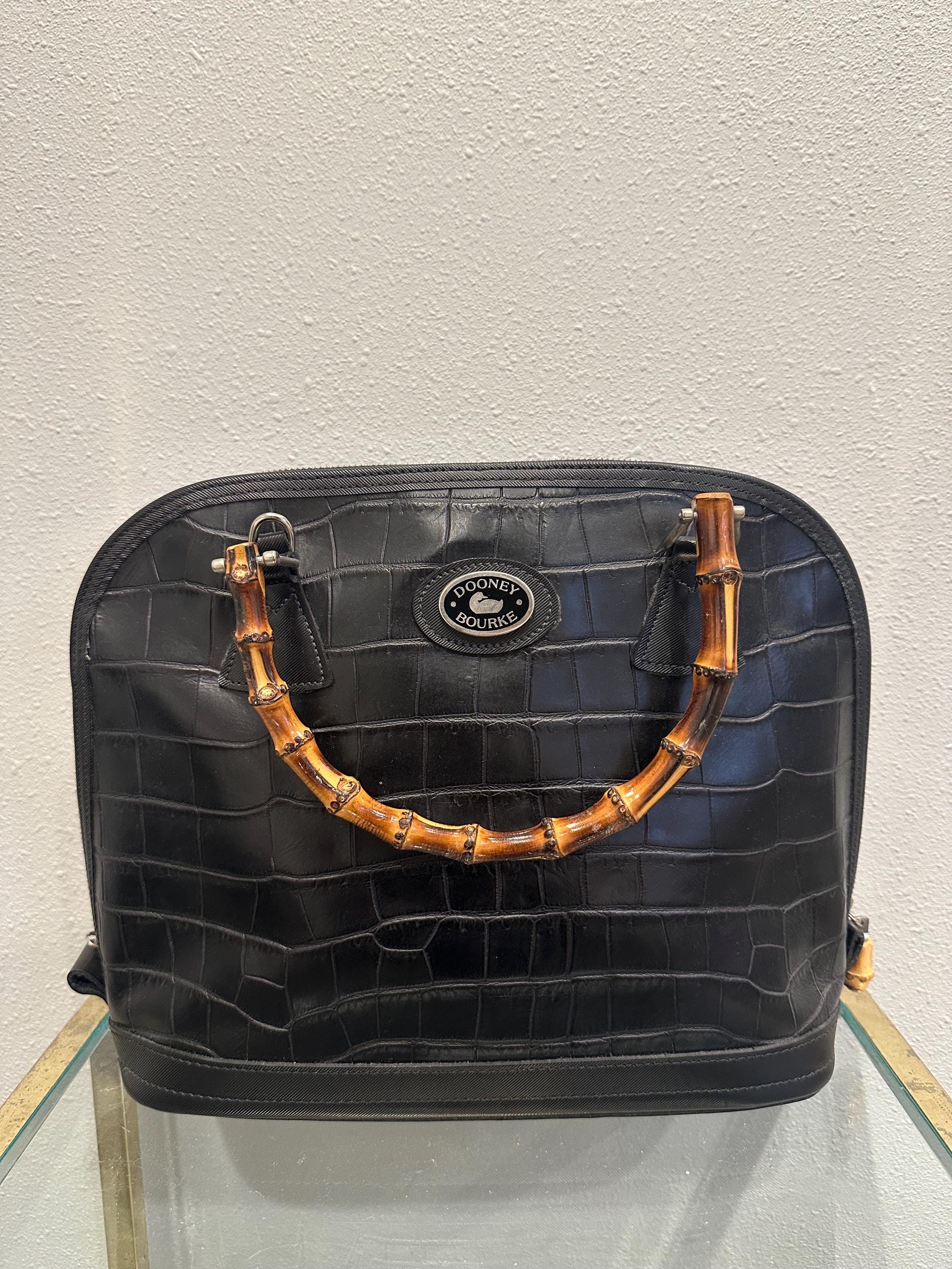 Dooney & Bourke Black Leather Backpack with Bamboo Handle Dooney & Bourke Backpack Adjustable Strap Handbags & Bags  main image 3
