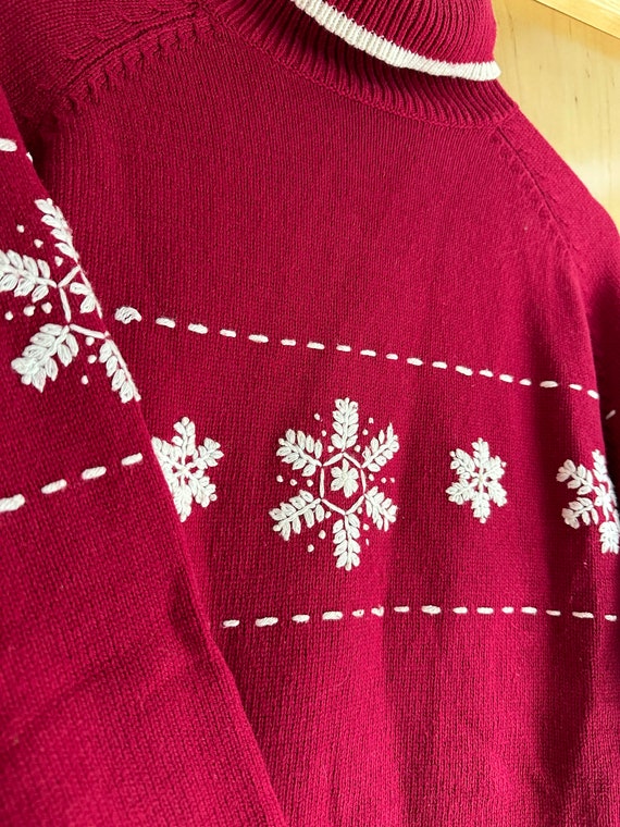 Vintage Women’s Red Snowflake Sweater - image 5