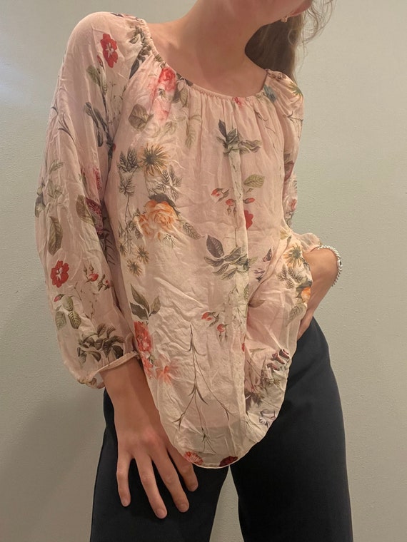 Vintage Floral Viola Borghi Silk Top