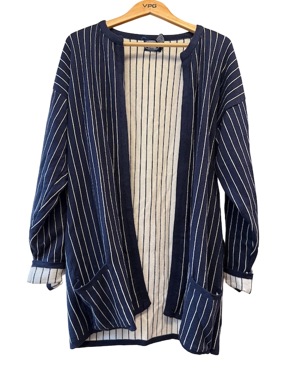 Vintage Ladies ‘Jennifer Moore’ Large Navy Striped Cardigan