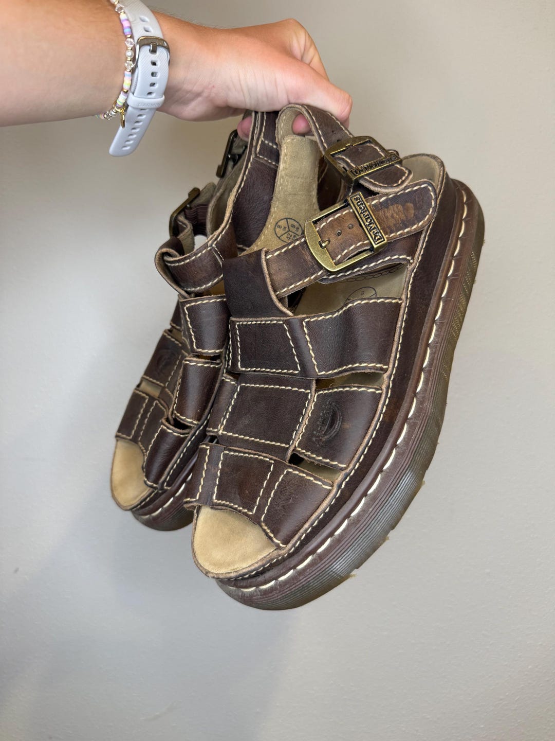 Vintage Ladies Dark Brown Platform Dr. Martens Fisherman Sandals