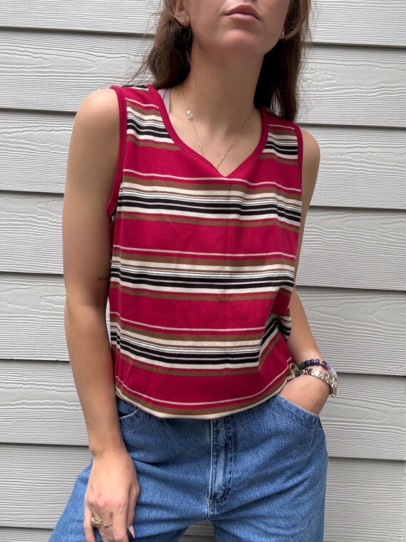 Vintage Ladies ‘Classic Elements’ Red Striped Tank Top