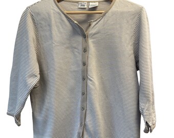 Vintage Ladies Beige Striped Blouse