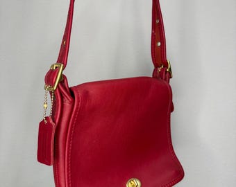 Vintage Coach 9136 Legacy Zip Red Leather Shoulder Crossbody Bag