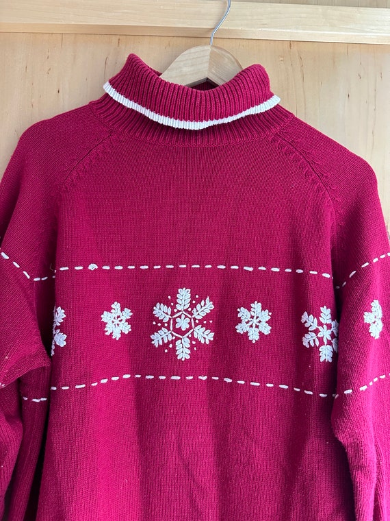 Vintage Women’s Red Snowflake Sweater - image 2