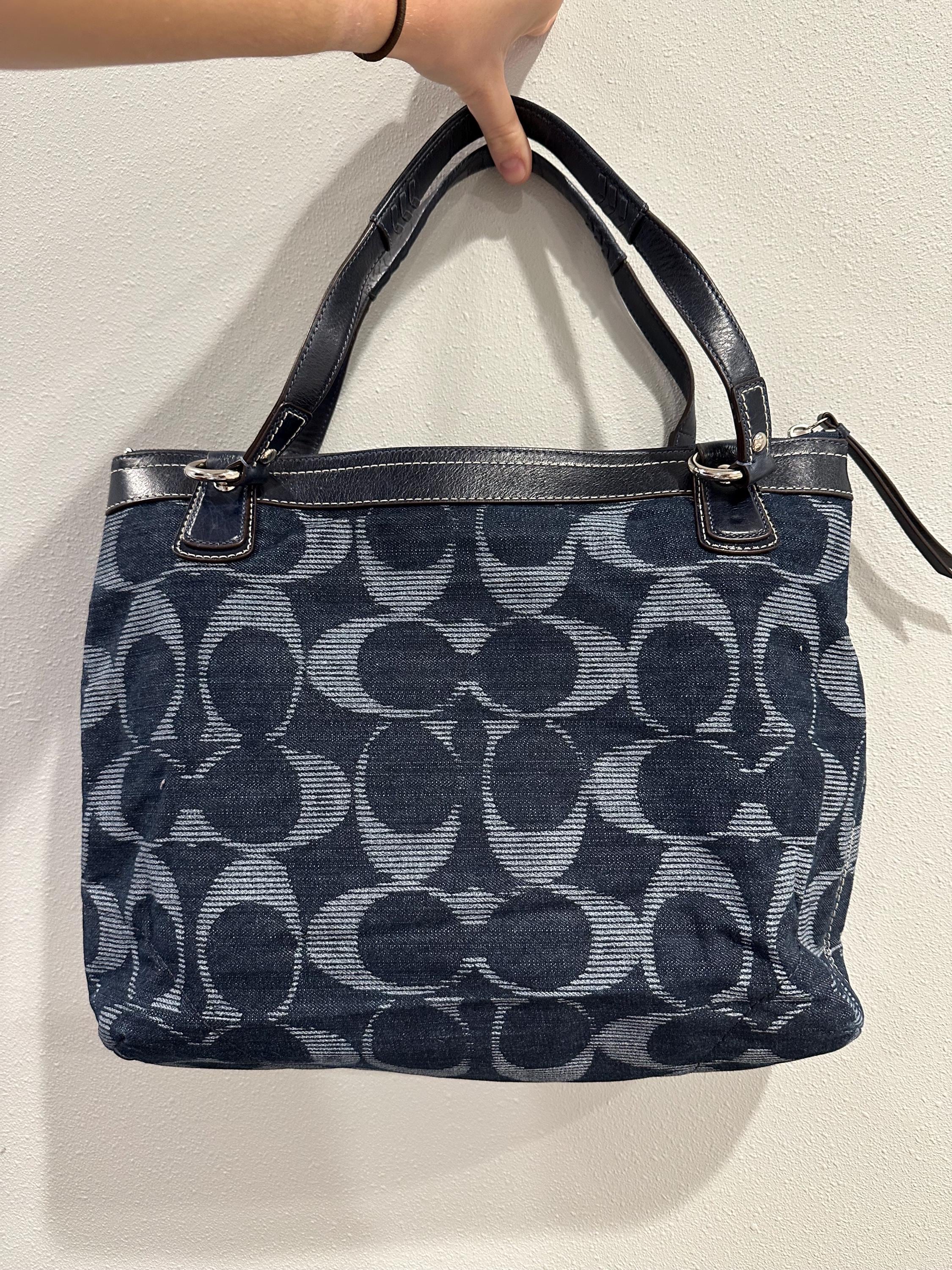 Coach Poppy Navy Denim Signature Optic Shoulder Glam Tote Bag - Etsy