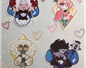 CookieRun Kingdom stickers | Candy Apple Cookie, Black Sapphire Cookie, Cloud Haetae Cookie, Peach Blossom Cookie