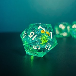 Quicksand Turquoise Liquid Core Dice Set: Sharp Edge Resin DnD Dice