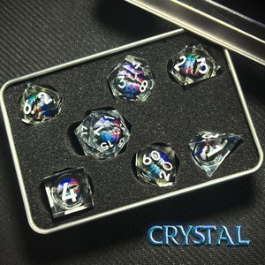 Dragon&#39;s Eye Liquid Core Dice Set: Sharp Edge Resin DnD Dice