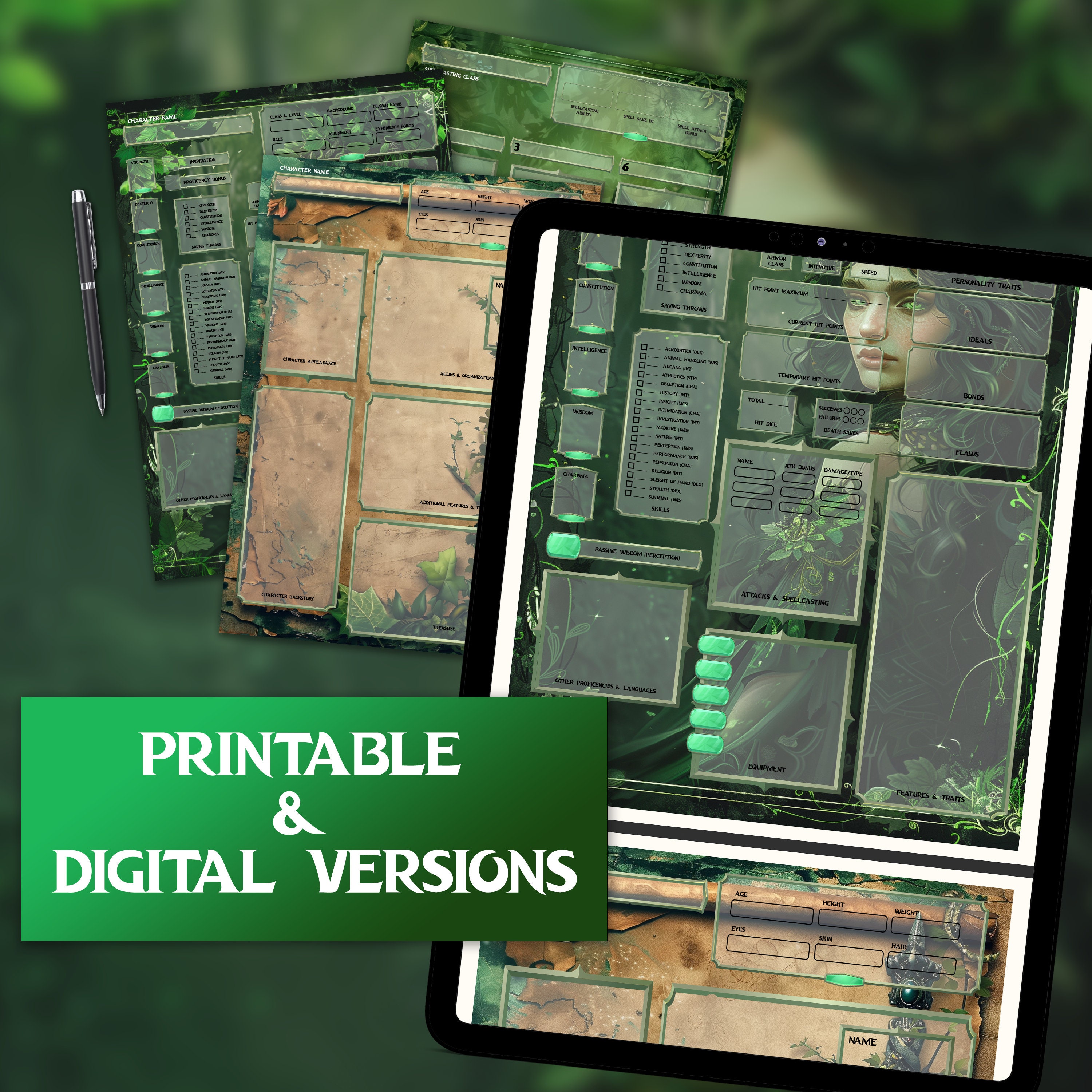 Dnd 5E Druid Character Sheet Digital Download, Dungeons and Dragons RPG ...