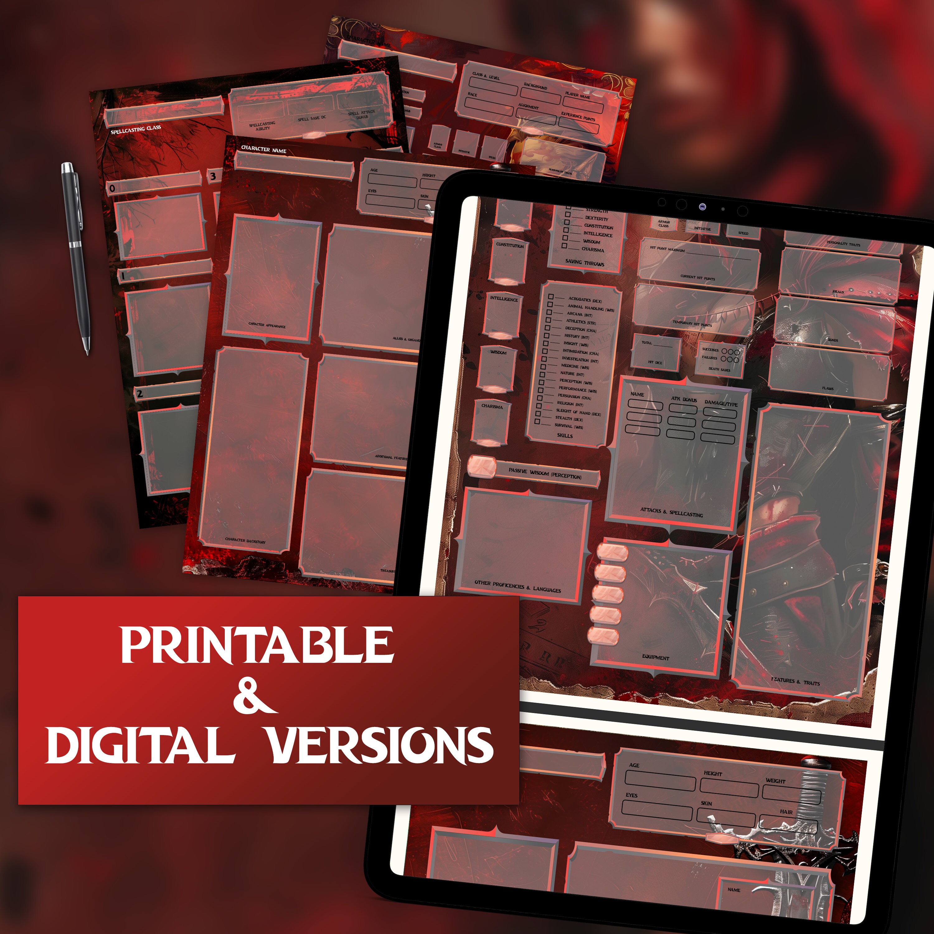 Dnd 5E Bloodhunter Character Sheet Digital Download, Dungeons and ...
