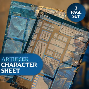DnD 5E Artificer Character Sheet Digitale Download, Dungeons and Dragons RPG, Bewerkbare Artificer Class, GM Gift, DM Tools