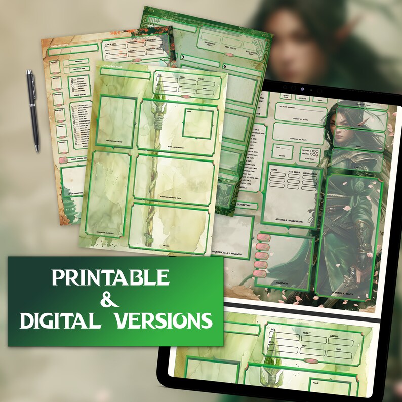 Dnd 5E Monk Character Sheet Digital Download, Dungeons and Dragons RPG ...
