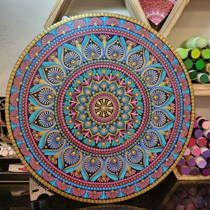 Round Custom Made Mandalas and Dot Art, Wall Décor, Home Décor, Yoga studio Décor, Mandala, Hand Painted Mandala, Meditation Mandala, Gifts