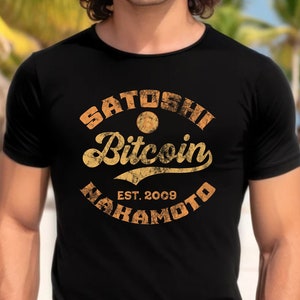 Satoshi Nakomoto Bitcoin T-shirt, Bitcoin Lover Graphic Apparel, Bitcoin Clothing, Crypto Art, Bitcoin Birthday Party Gift, Custom Bitcoin