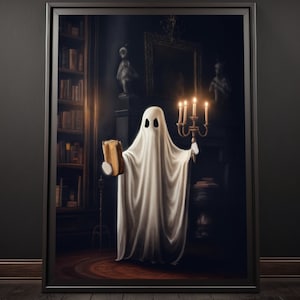 Spooky Ghost Poster, Ghost Wall Art, Ghost Home Décor, Ghost Digital Print, Ghost Painting, Ghost Lover Gift, Paranormal Art, Halloween