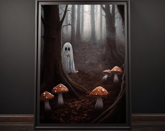 Pilz Waldgeist, Geist Wandkunst, Geist Wohnkultur, Pilz Digitaldruck, gruselige Geist Malerei, Geist Liebhaber Geschenk, paranormale Kunst