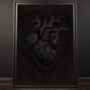 Black Heart Poster Print, Macabre Wall Art, Gothic Home Décor, Goth Gift, Morbid Painting, Creepy Cute, Grunge, Dark Academia, Witchy