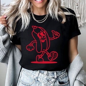 Happy Hotdog Tshirt, Hot Dog Lover Graphic Apparel, Sausage Lover, Food Lover Art, Hot Dog Birthday Party Gift, Foodie Clothing, Street Food