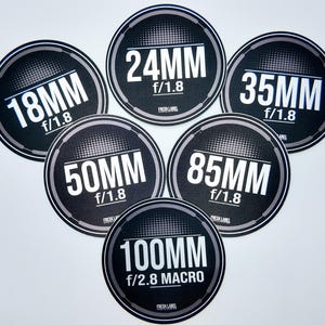 Étiquettes autocollantes d'identification de distance focale pour objectifs à focale fixe Panasonic S (18, 24, 35, 50, 85 mm et 100 mm)
