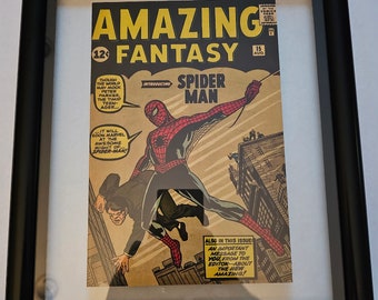 Amazing Fantasy 15 1st Spiderman facsimile reprint comic book Framed