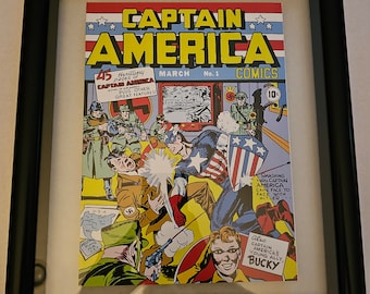 CAPTAIN AMERICA COMICS #1 facsimile reprint comic book Framed