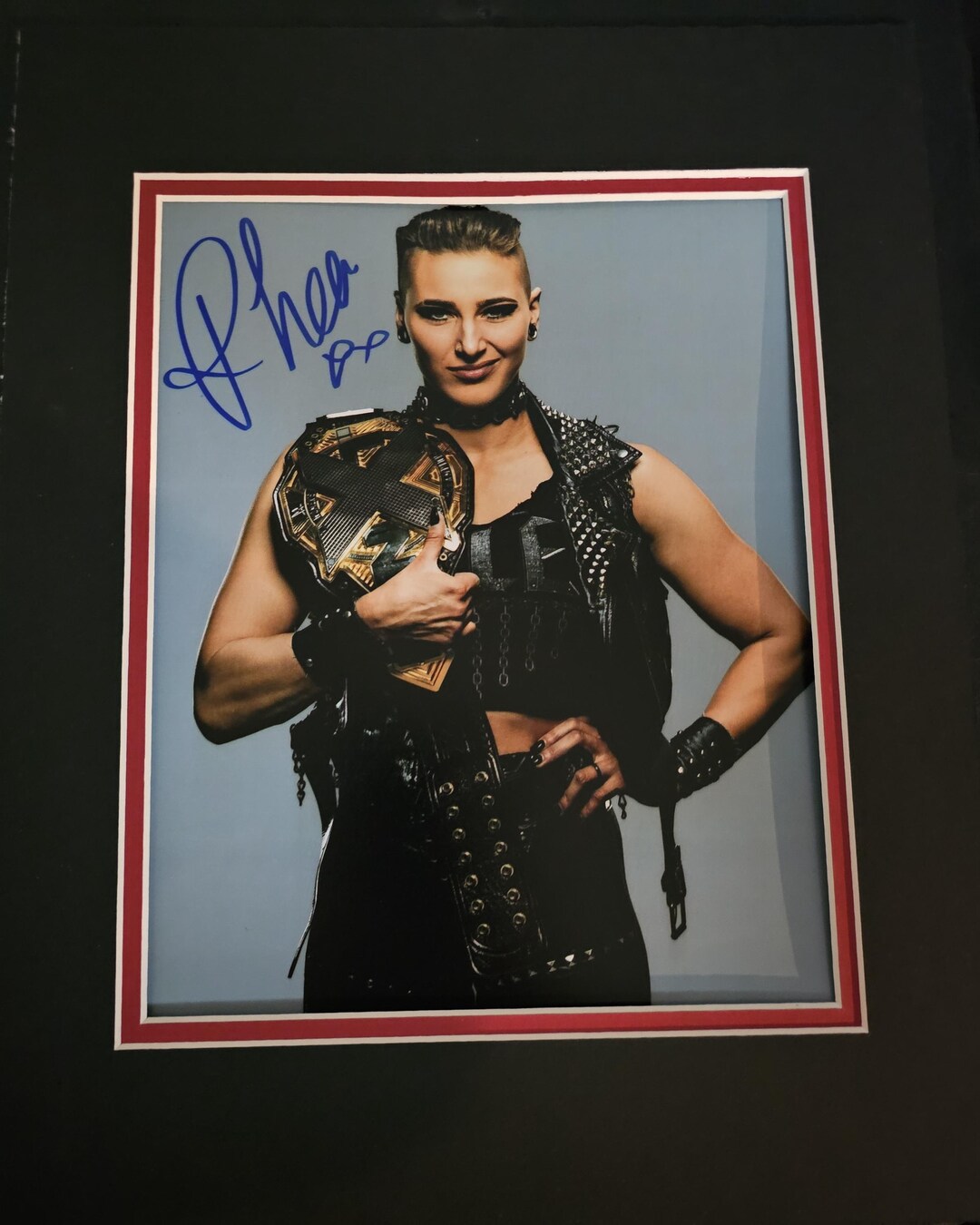 Rhea Ripley Signiture WWE NXT Rhea Ripley Autographed Photo With Double Mat and Name Plate ...