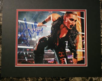 WWE NXT Rhea Ripley autographed photo with double mat and name plate