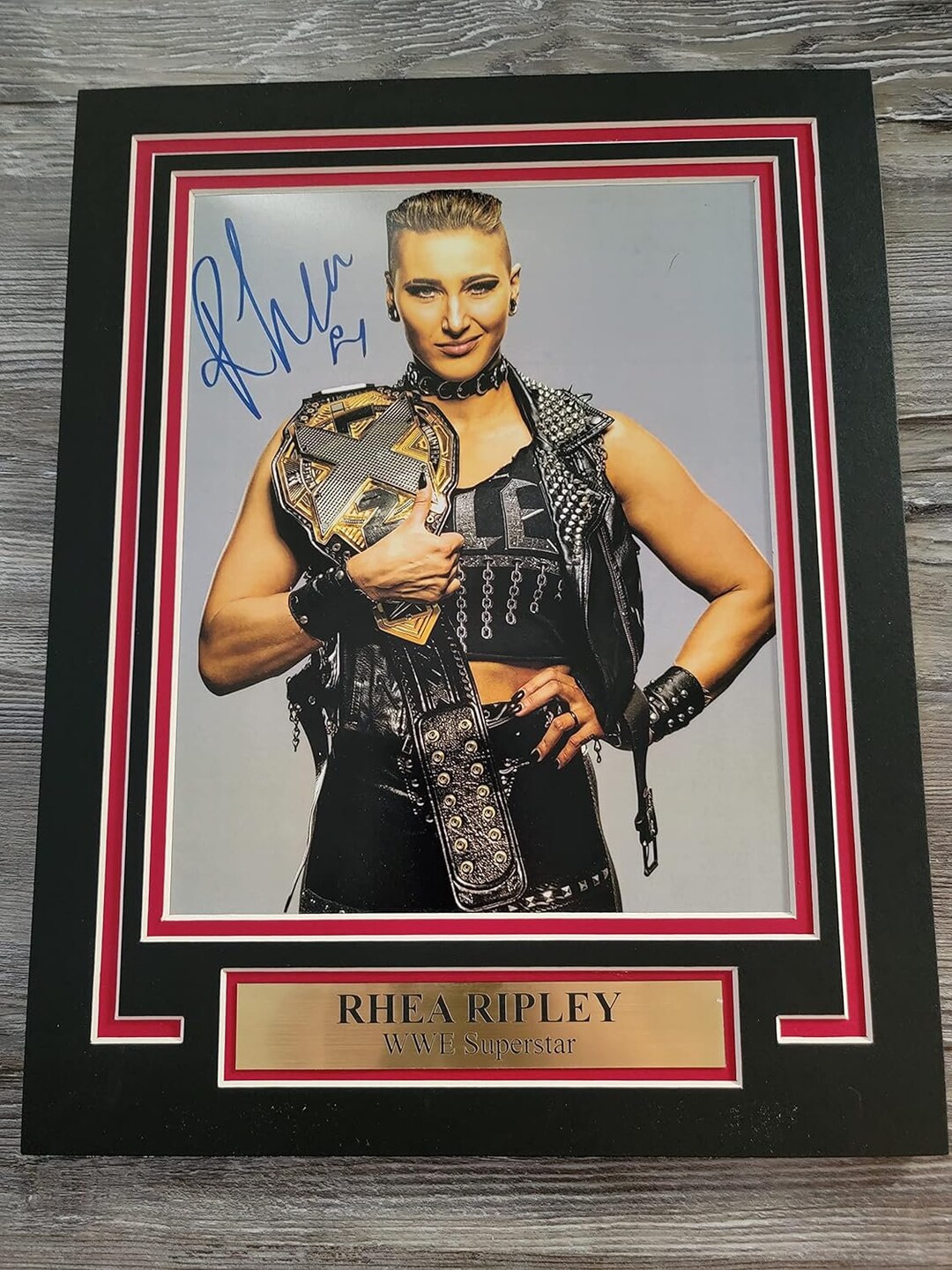 Rhea Ripley Signiture WWE NXT Rhea Ripley Autographed Photo With Double Mat and Name Plate ...