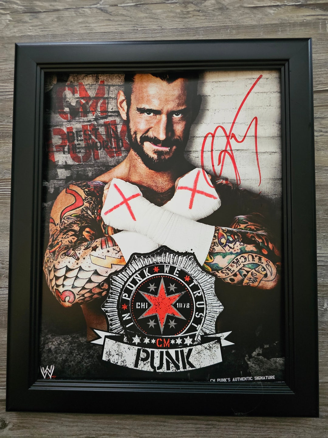 WWE CM PUNK Autographed Photo 11x14 Framed - Etsy