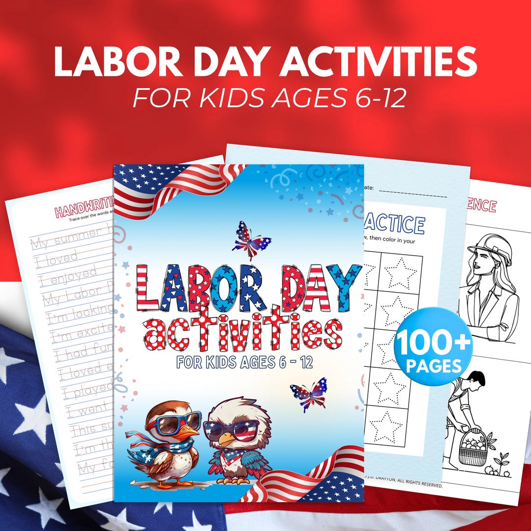 Labor Day Kids Activities Printable | 100+ Pages | Patriotic Worksheets ...