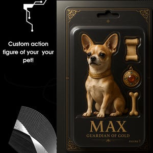 Custom Pet Actionfigur Portrait, Custom Actionfigur im klassischen Stil, Einzigartige Hundespielzeugfigur, Geschenk für Tierliebhaber